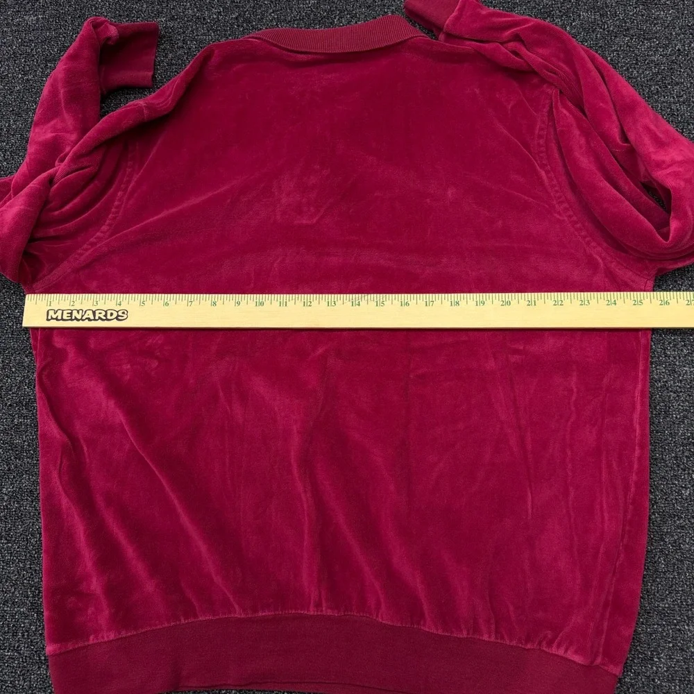 Vintage LL Bean‎ Velour Polo Shirt Mens XL  Long Sleeve Burgundy Red Made in USA